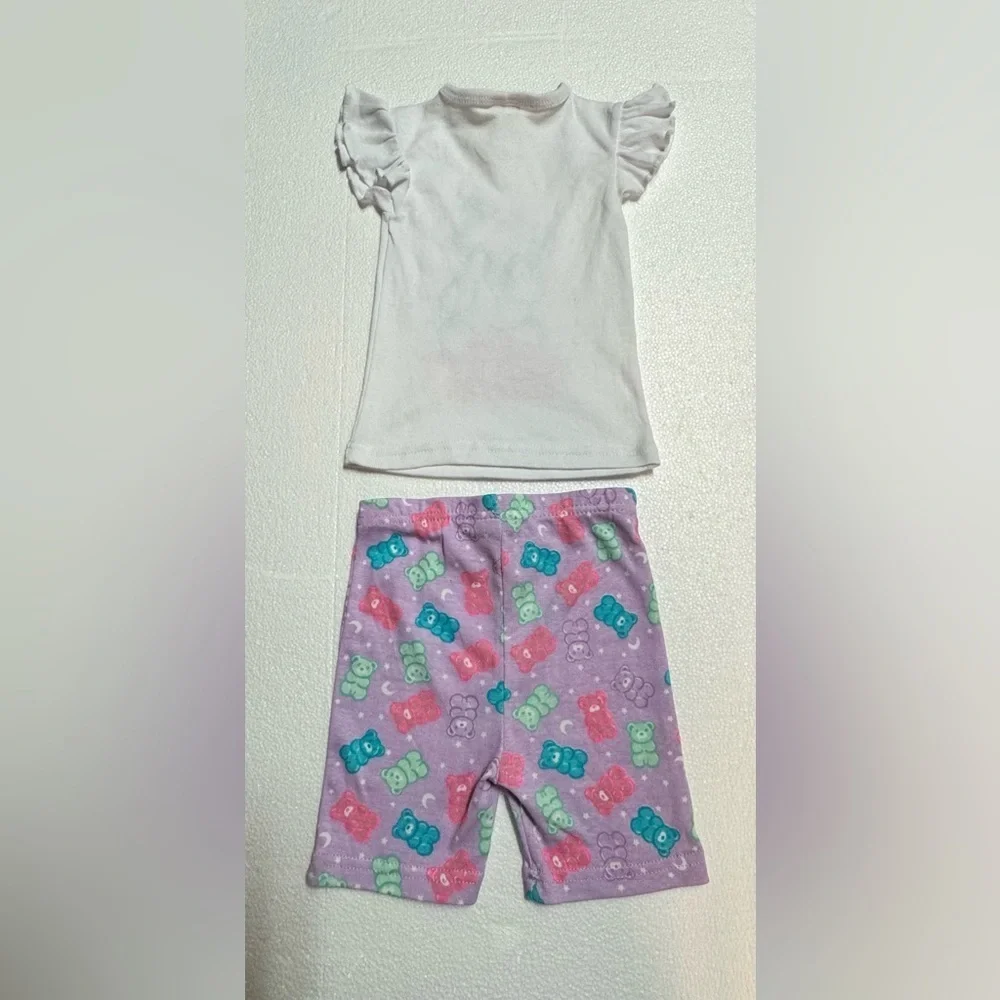 Mon Petit Cute Bear Kids Pajama Set - White and Purple for Girls